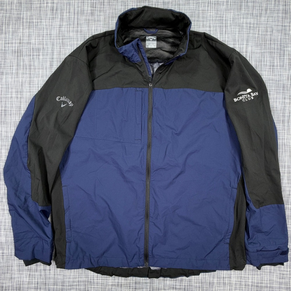 Callaway Men's WeatherSeries Golf Jacket XL Navy Black Full Zip Bonita Bay Club